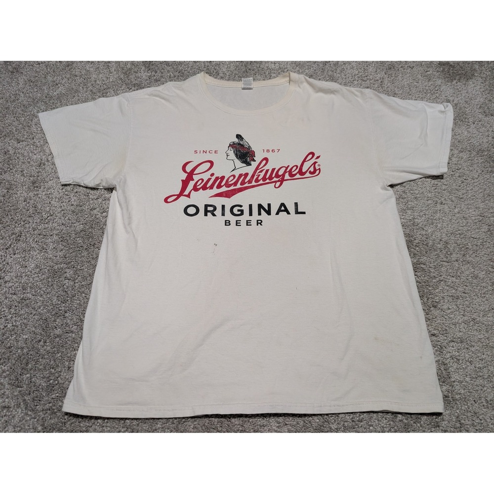 Fruit of the Loom T-Shirt Mens L Cream Leinenkugel's Original Beer Graphic Tee